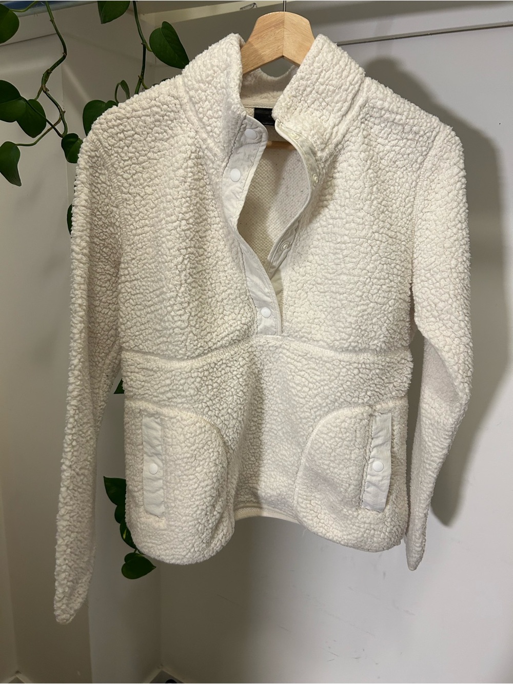 Ivory Sherpa Pullover Jacket - Women